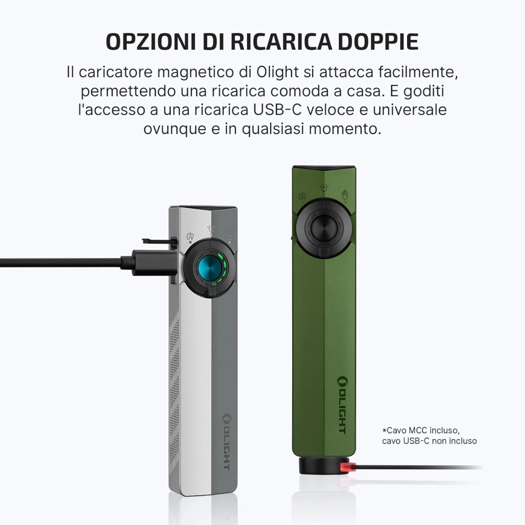 ArkPro 1.500 Lumen Torcia Piatta con Luce Diffusa Pura, Concentrata, UV e Verde, con Due Opzioni di Ricarica, per Attività All'aperto, Rilevamento e Indicazione (Verde OD)