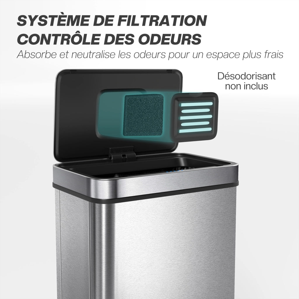 Cestino per rifiuti sensore 50 litri ¨C zephmum ¨C acciaio inox argento