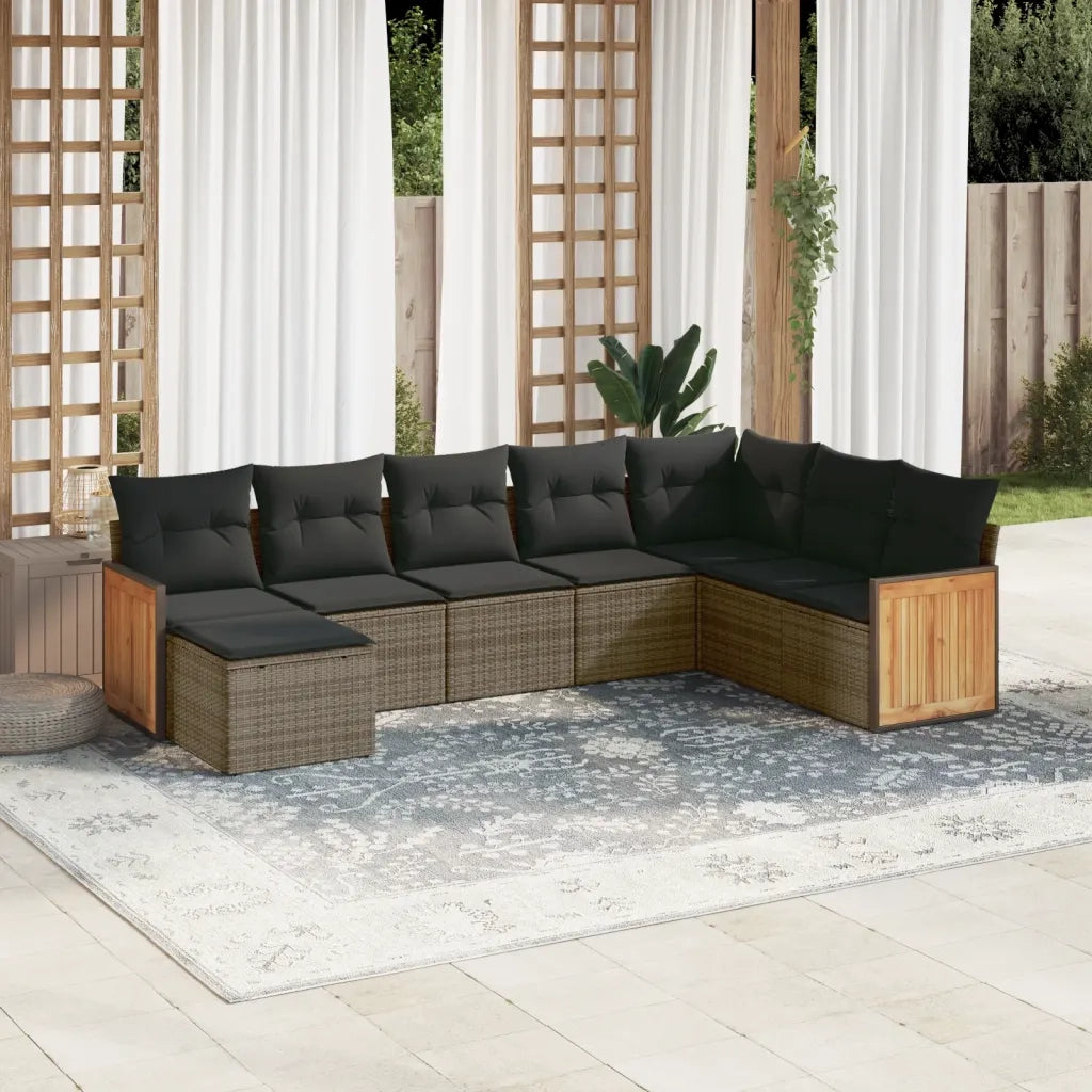 Set Divano da Giardino 8 pz con Cuscini Grigio in Polyrattan 3227929