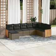 Set Divano da Giardino 8 pz con Cuscini Grigio in Polyrattan 3227929