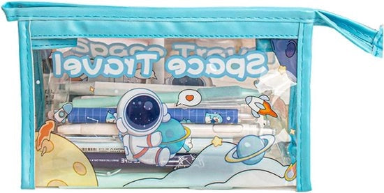 Etui trasparente in PVC acqua resistente di alta qualità - per cosmetici e penne - Blu-Lite Blu