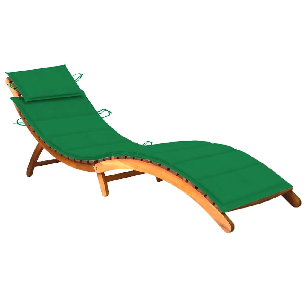 Lettino Prendisole da Giardino con Cuscino Massello di Acacia cod mxl 24003