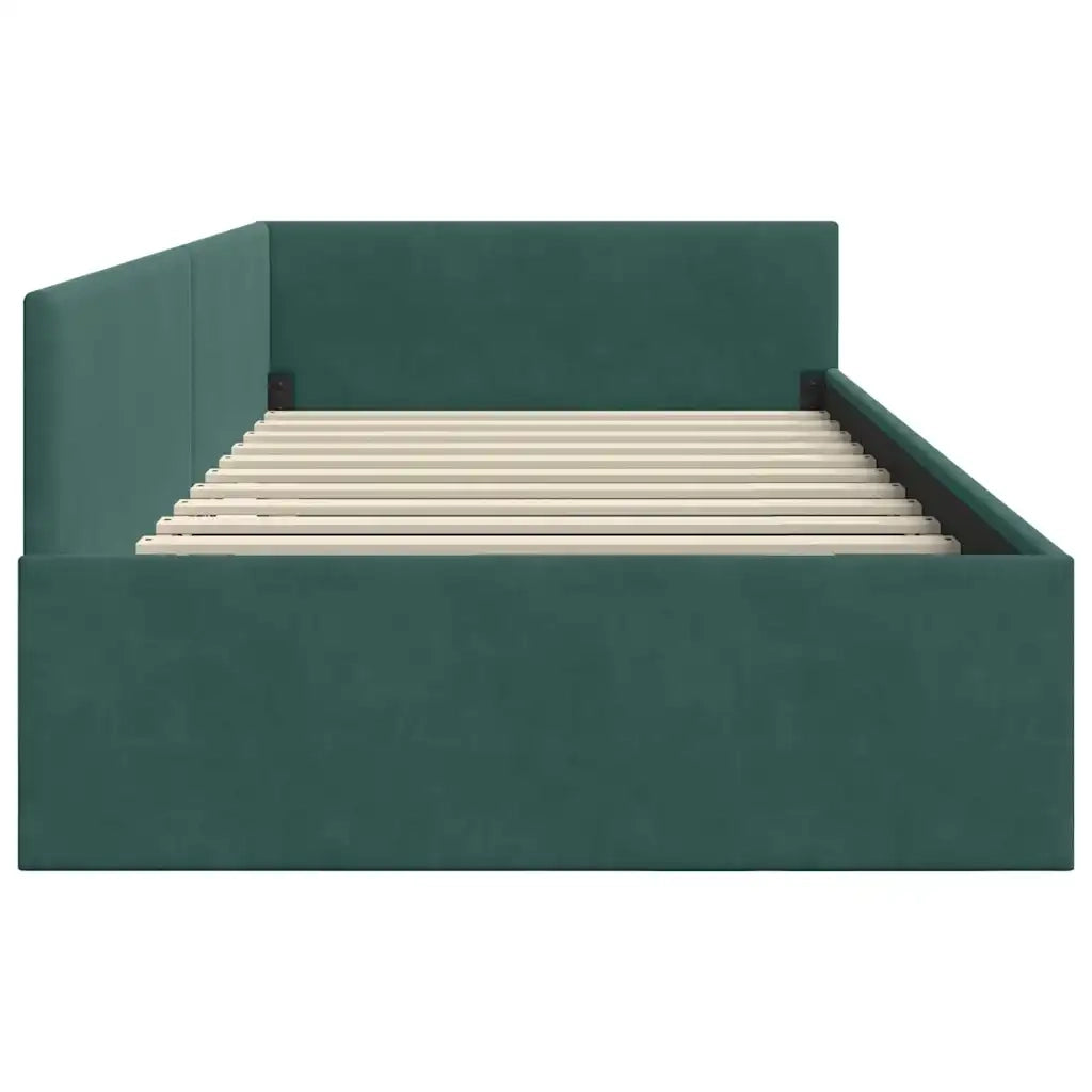 Cornice del letto ad angolo Verde Scuro 80 cm x 200 cm Velluto