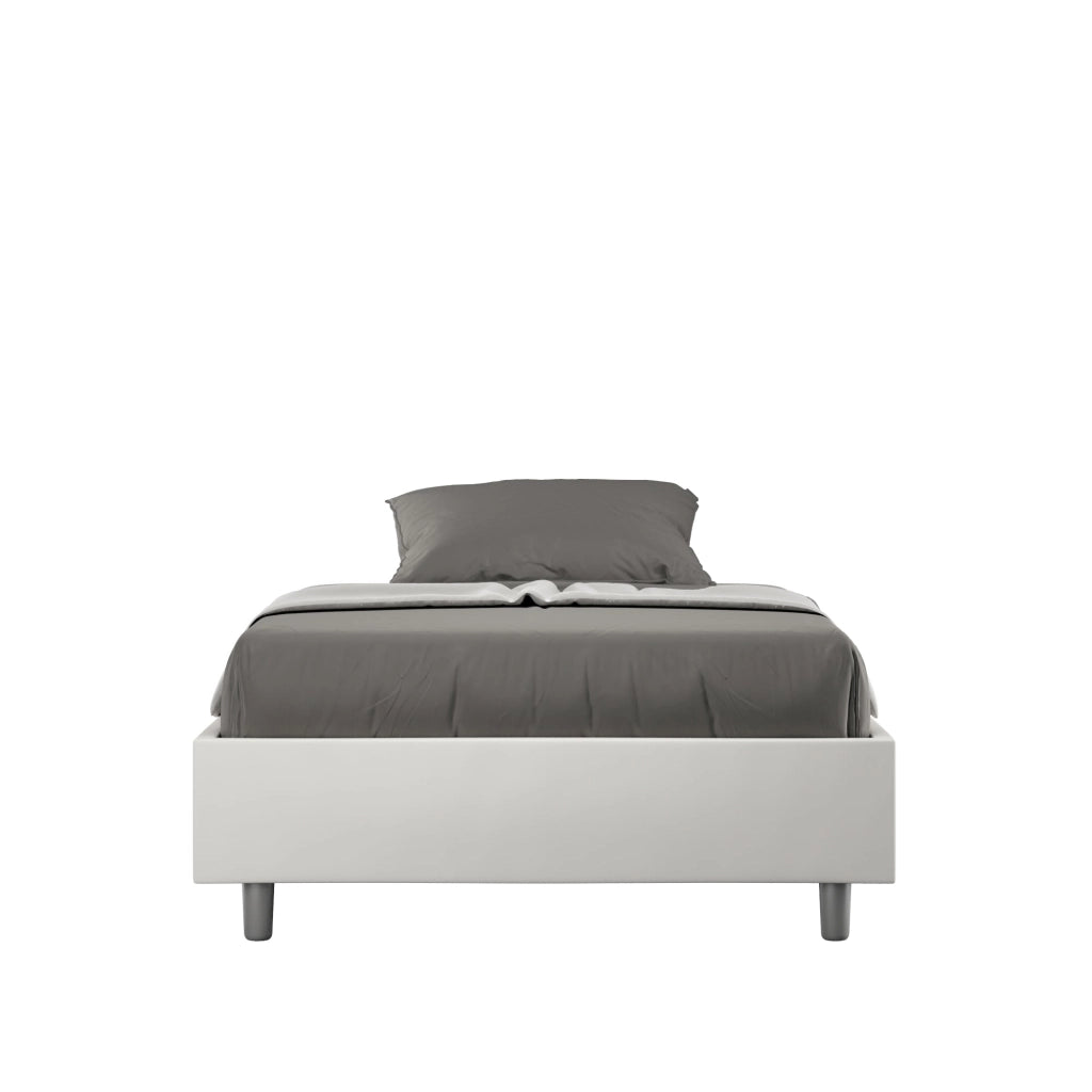 Letto 1 Piazza e Mezzo Sommier 120x200 cm con Rete e Contenitore Azelia Bianco