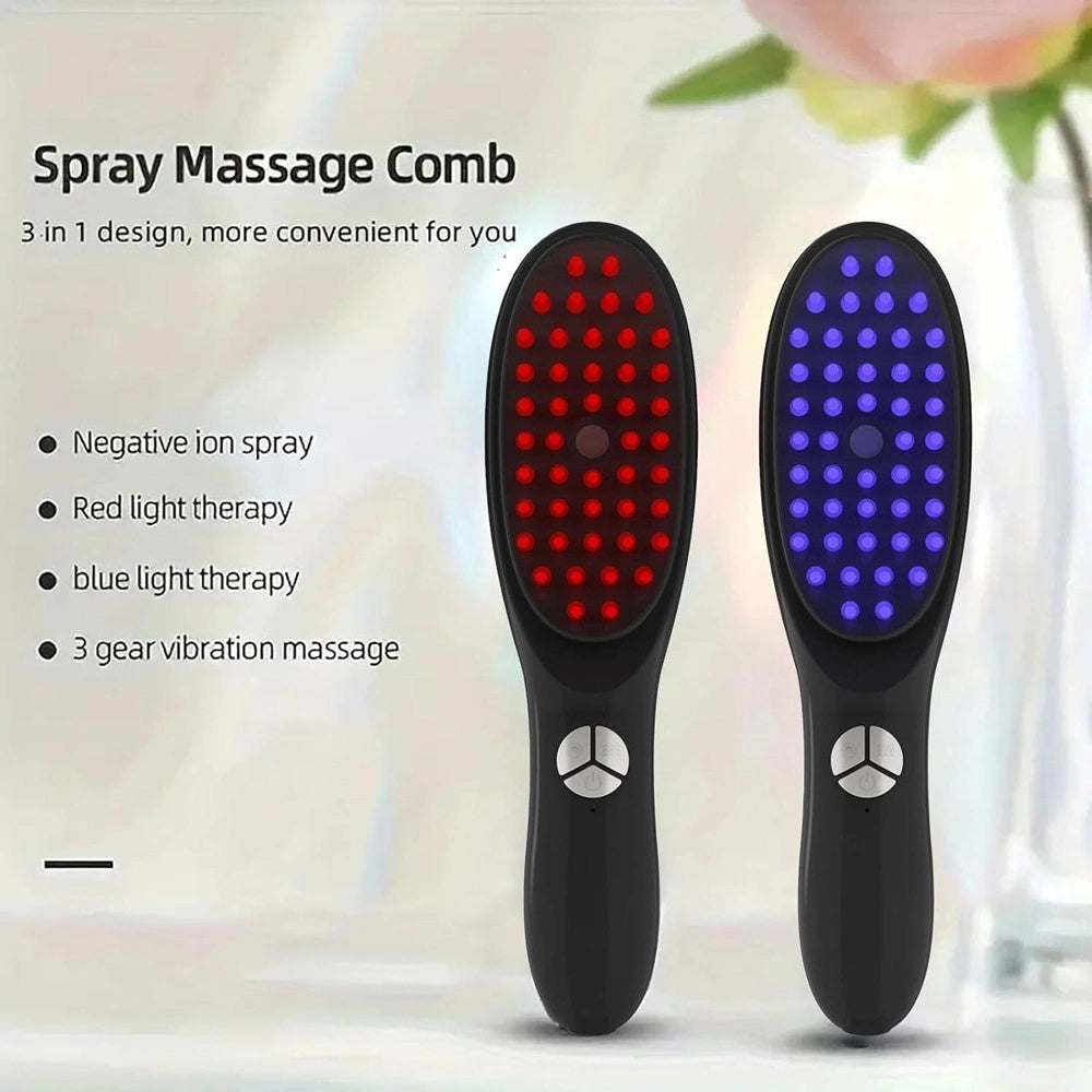 Trade Shop - Spazzola Elettrica Vibrante Led Vapore Multifunzionale Per Crescita Capelli Massaggiatore -