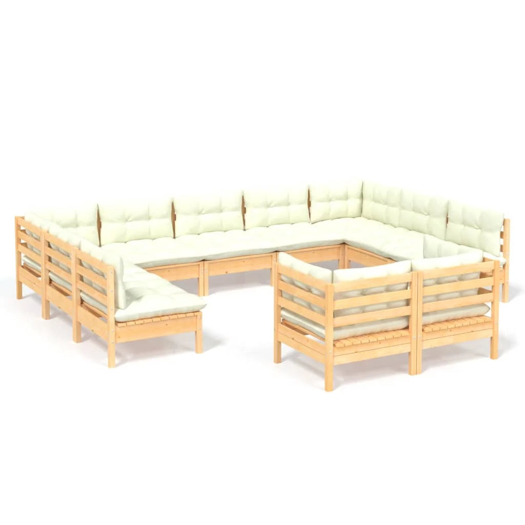 Set di mobili da giardino mobili da esterno 11 pezzi con cuscini color crema legno di pino massiccio 02_0015325