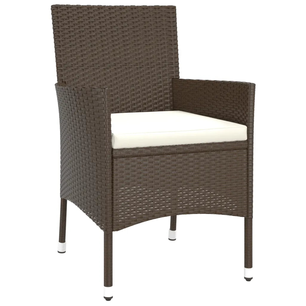 Set Bistrò da Giardino 5 pz con Cuscini in Polyrattan Marrone 3187413