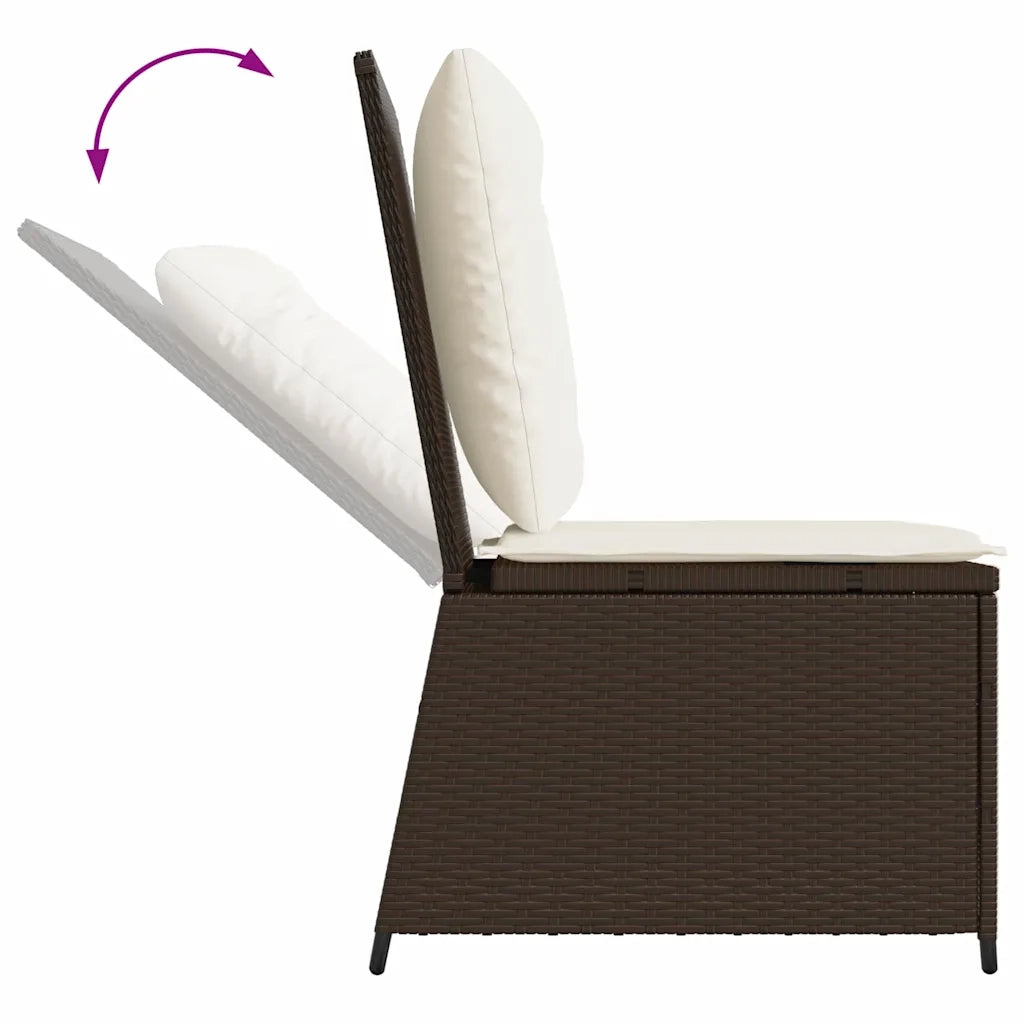 vidaXL Divano da giardino con cuscino Marrone Poly Rattan