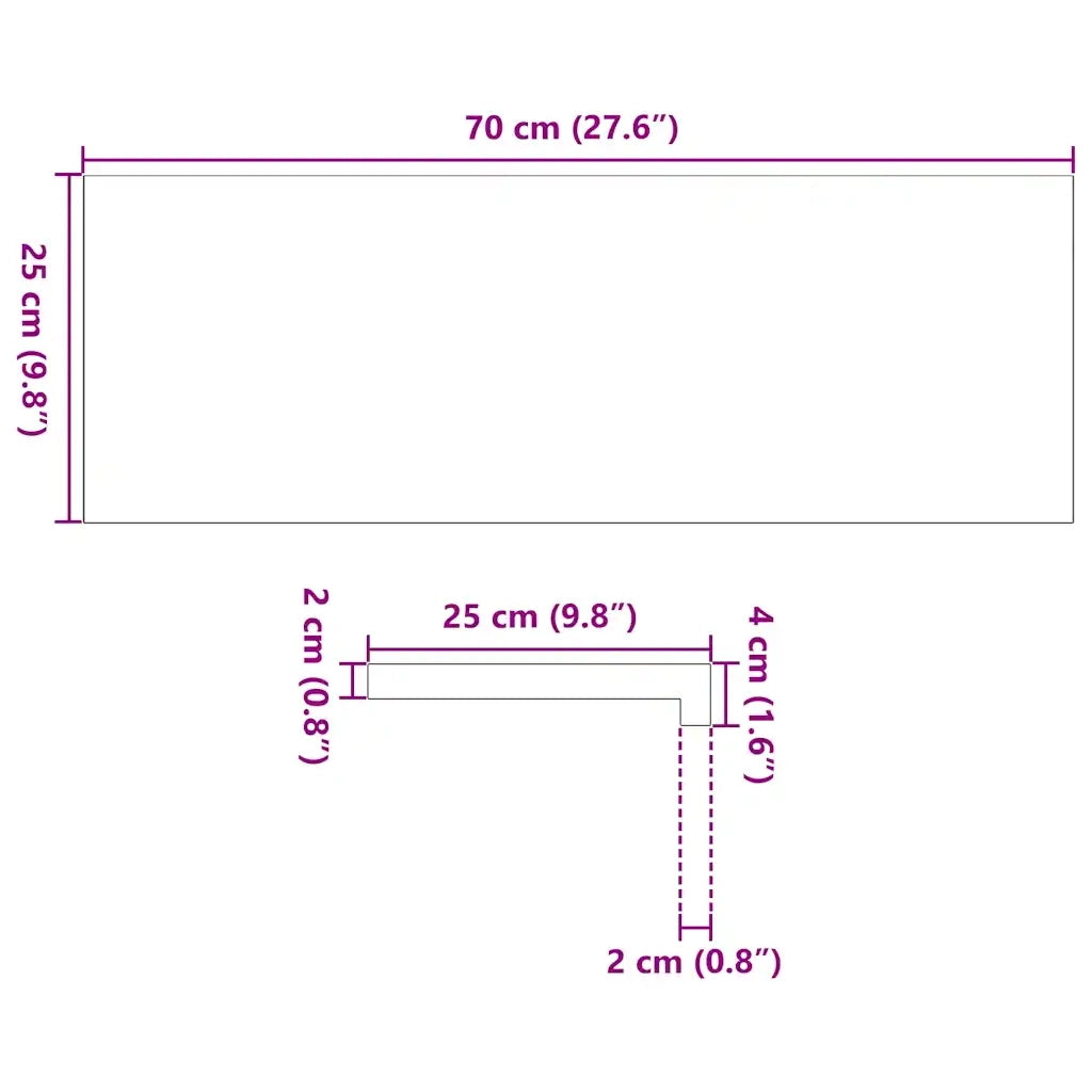 Davanzali 2 pz Marrone Chiaro 70x25x2 cm Legno Massello Rovere CFW1064507