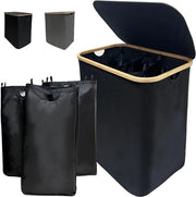 Asciugamano pieghevole con contenitore lavaggio separabile - 160 litri - contenitori di stoccaggio - set di risciacquo in bambù - tessuto impermeabile Oxford - risciacquo nero
