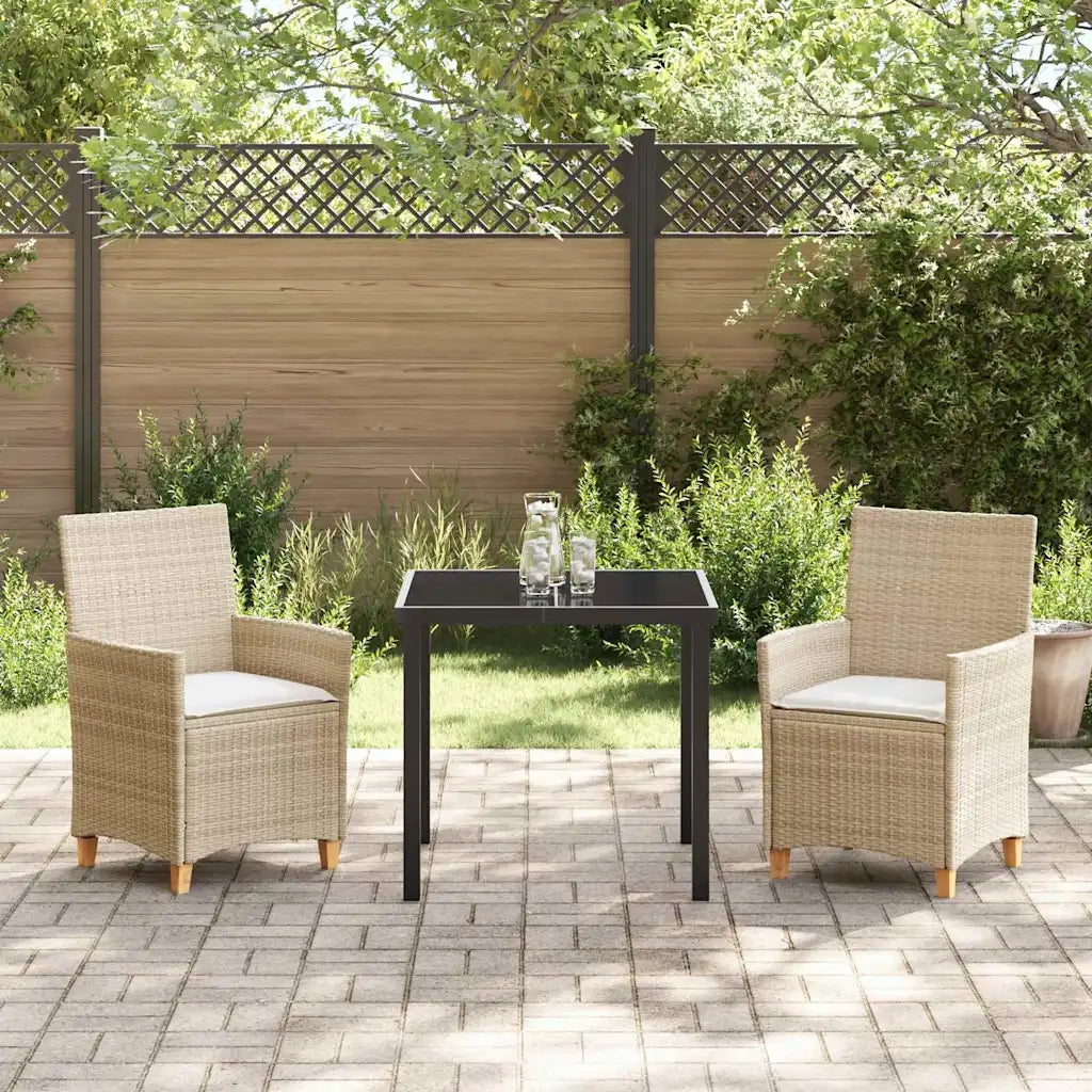 Set da Pranzo per Giardino 3 pcs Beige polyrattan 3381079