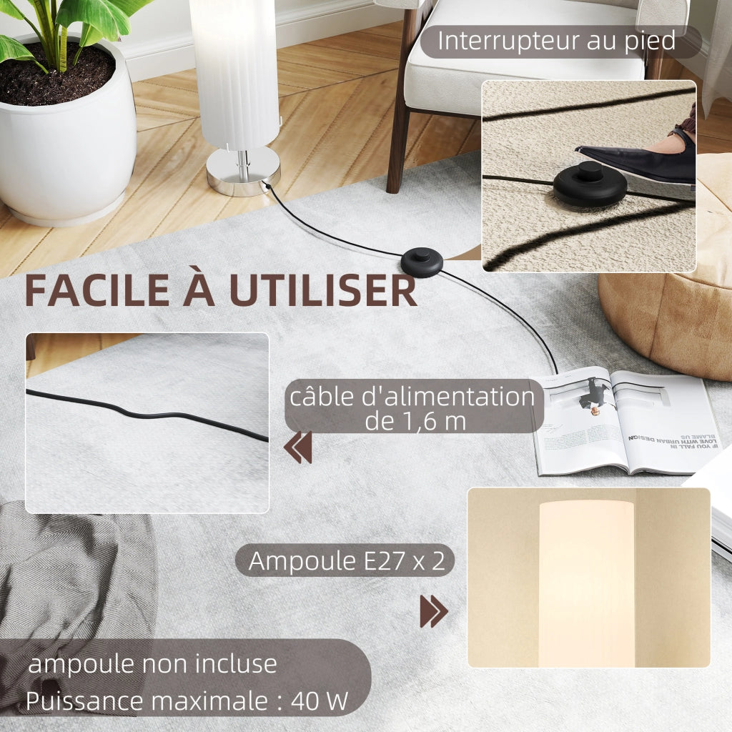 Lampada da terra colonna moderna luce calda ¨C zephmum ¨C inox bianco 14x14x120 cm