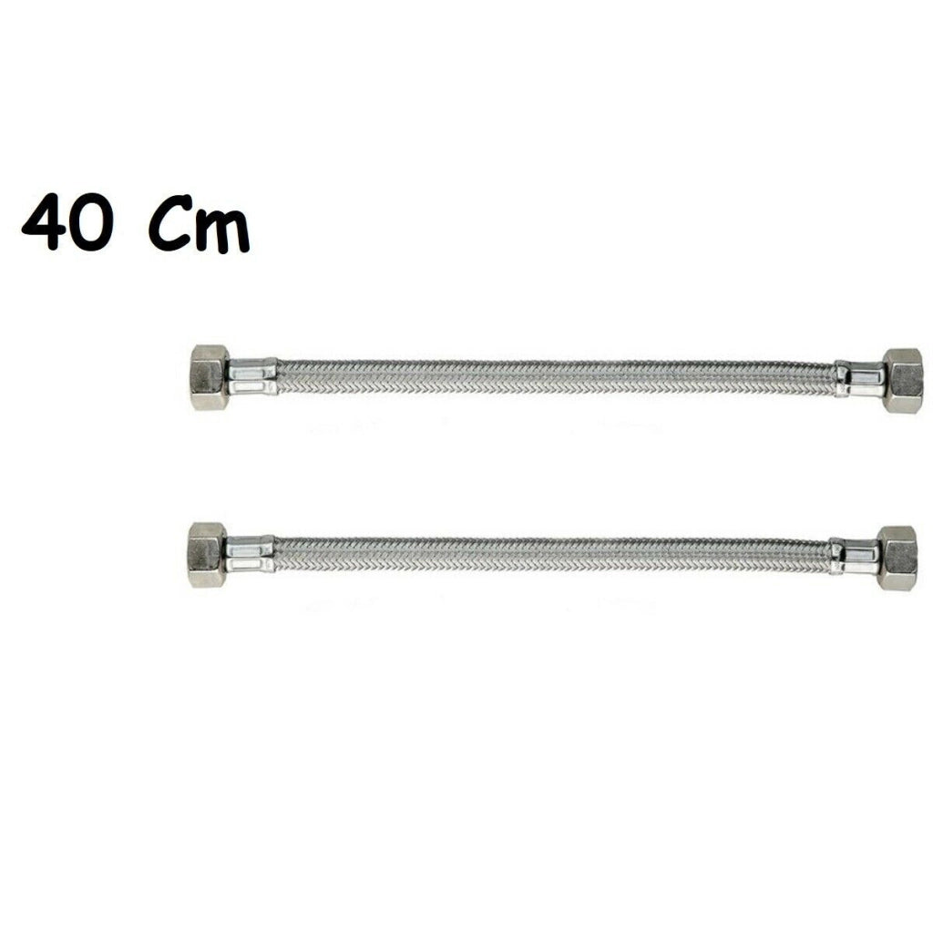 COPPIA TUBO FLESSIBILE 40CM TUBI ACQUA CALDA E FREDDA CALDAIA 1/2X1/2 DGO-171