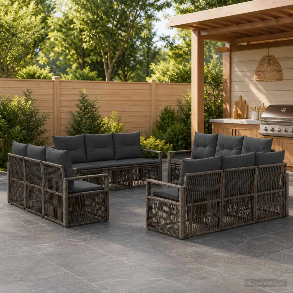 Set Divano da Giardino 12 pz Grigio polyrattan 3435662