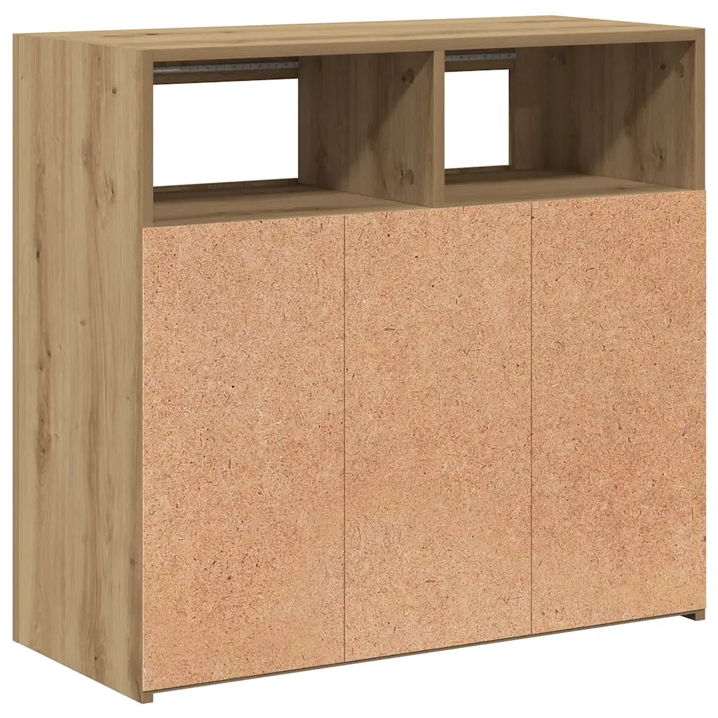 Credenza con Luci LED Artigianale 80x35x75 cm in Truciolato 856362