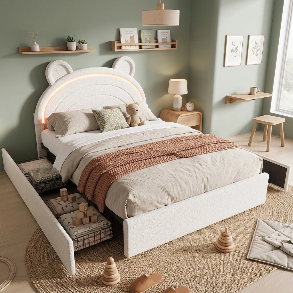 letto imbottito velluto beige 140 x 200 cm