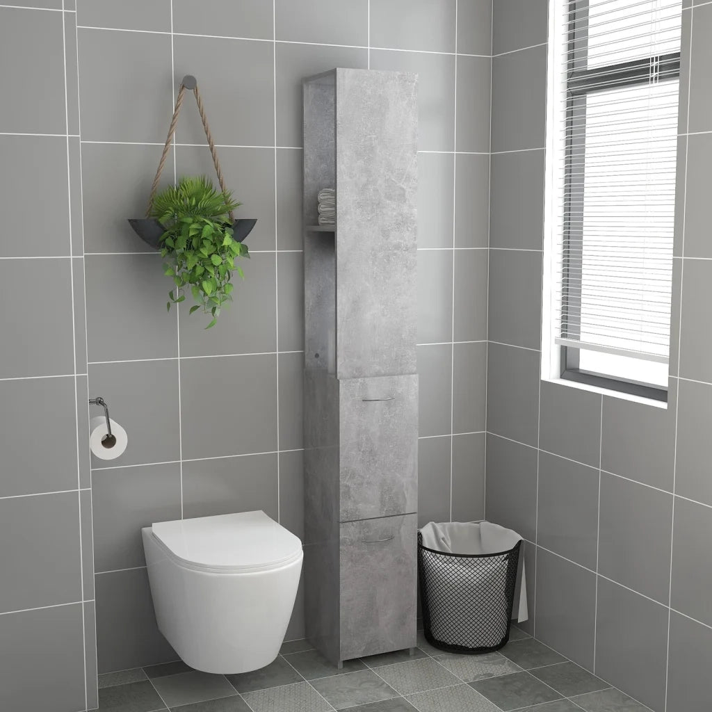 Armadio da Bagno Grigio Cemento 25x25x170 cm in Truciolato cod mxl 11781