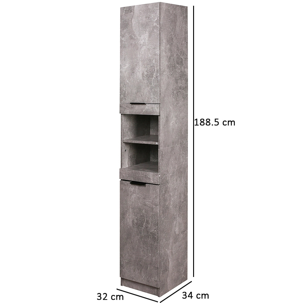 Mobile a Colonna Armadietto Salvaspazio da Bagno 4 Ripiani Interni 2 Ante H188cm