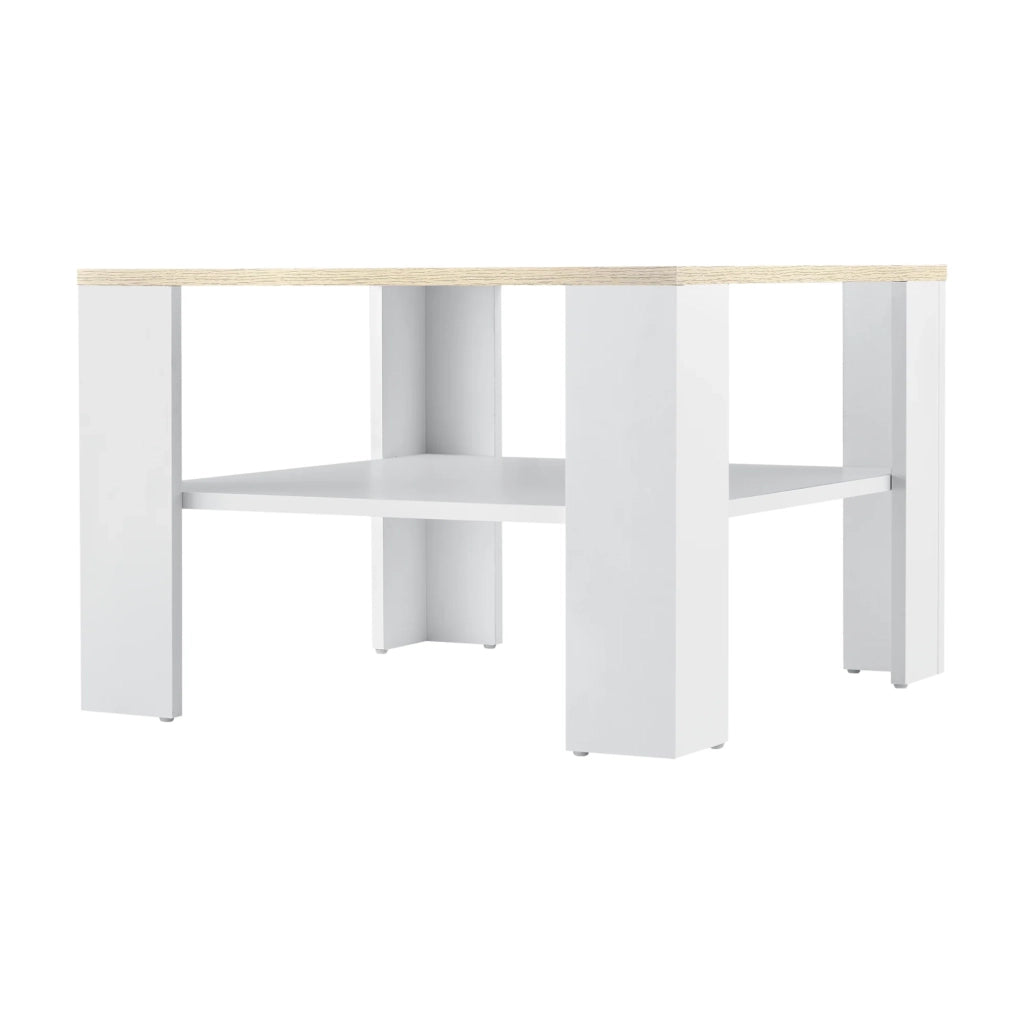 Tavolino da caffè 60 x 60 x 40 cm effetto bianco e rovere 03_0008432