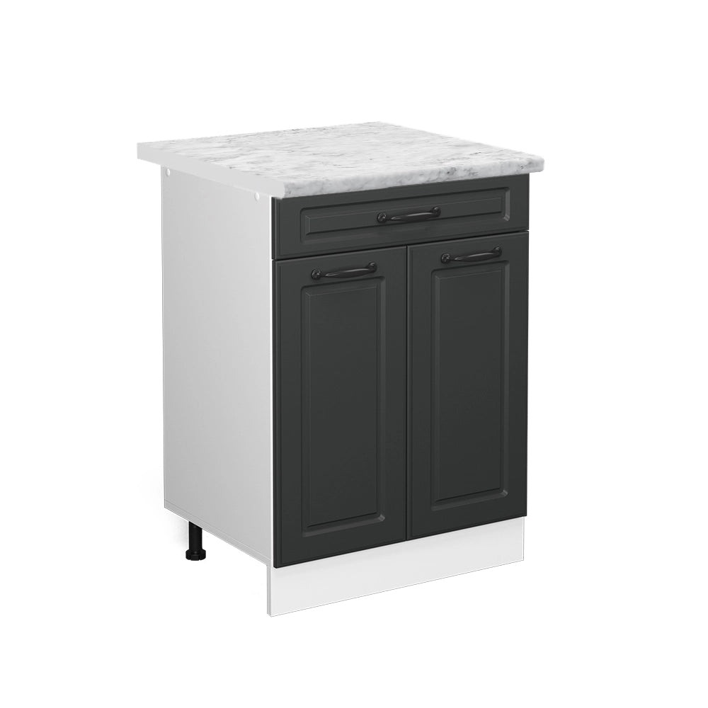 Vicco Mobiletto base per cucina Antracite casa di campagna 60 cm con cassetto, PL Marmo
