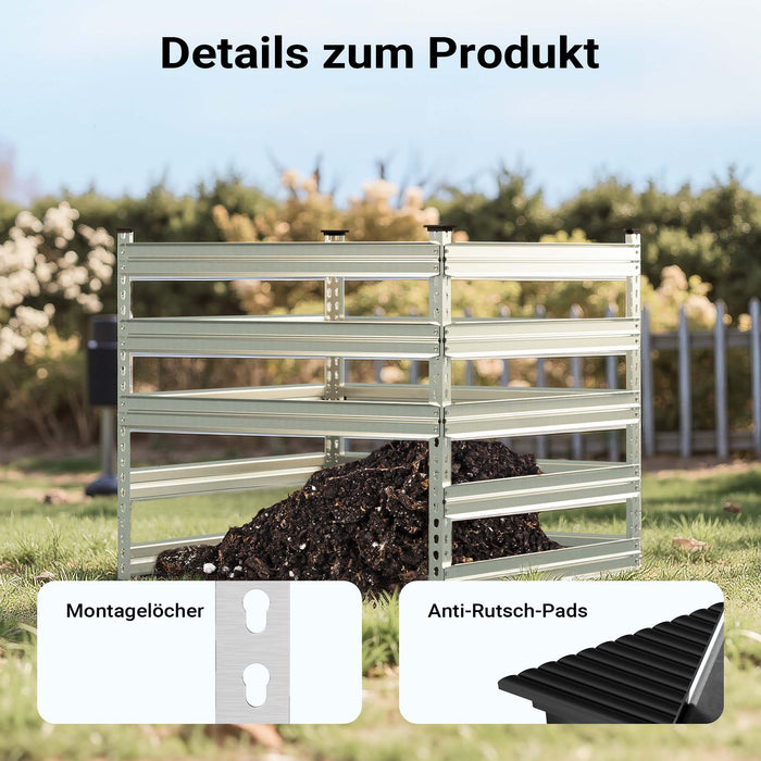 Compostiera da giardino in metallo 100 x 100 x 90 cm per 900 litri di compost da rifiuti organici