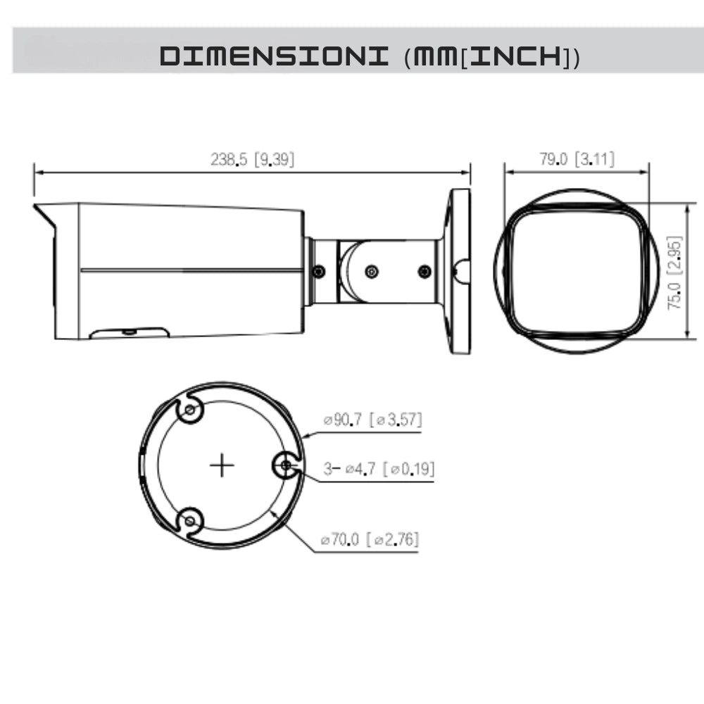 Dahua ipc-hfw2841t-zas telecamera di rete bullet ir varifocale 8 mp