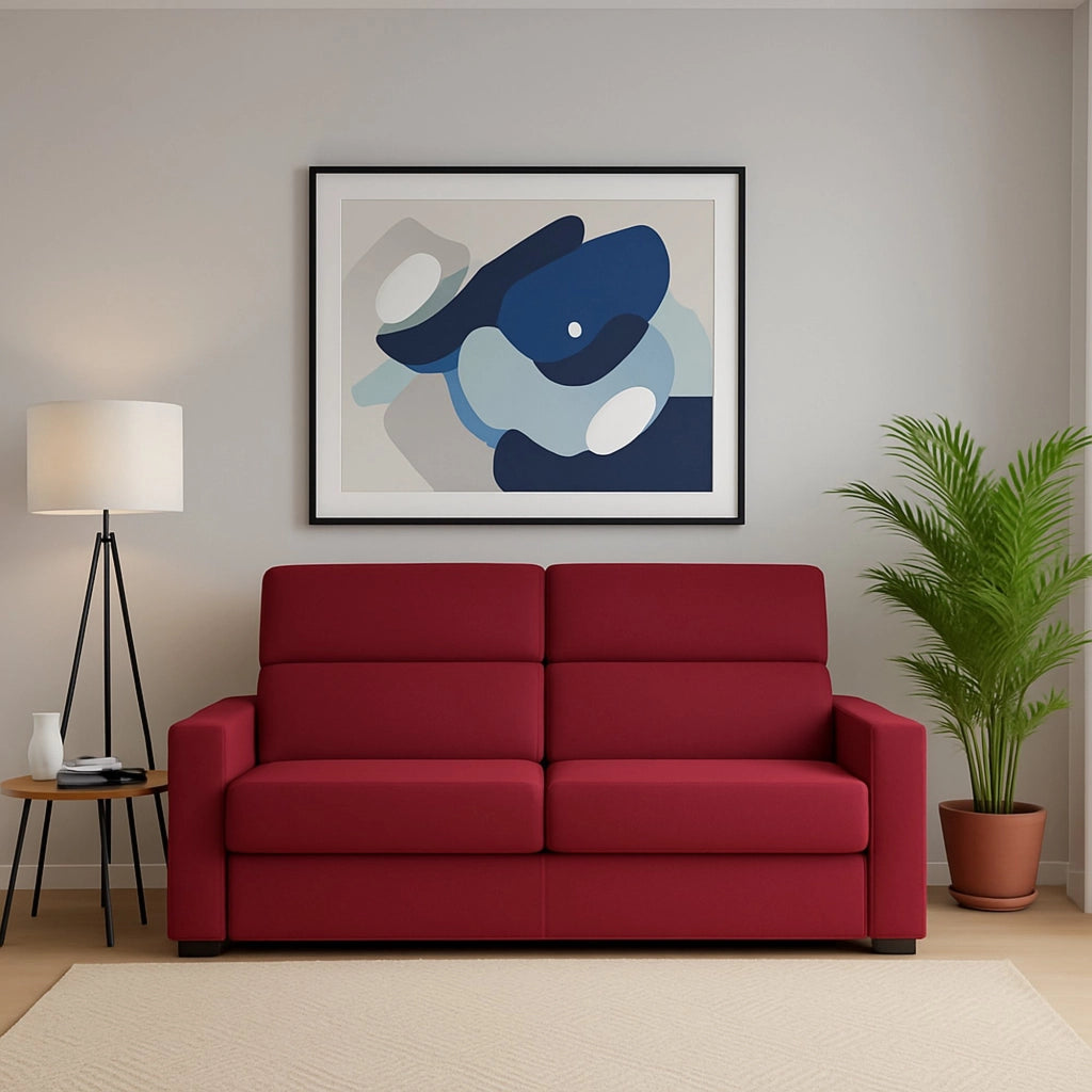 Ozegna, Divano Fisso 3 Posti Sfoderabile Made in Italy, 220x95 cm Rosso