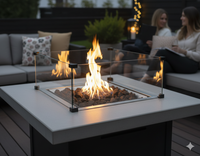 Bruciatore a Gas GPL da Incasso Effetto Camino 46x46x20 cm 9,7 kW in Acciaio Italkero Square