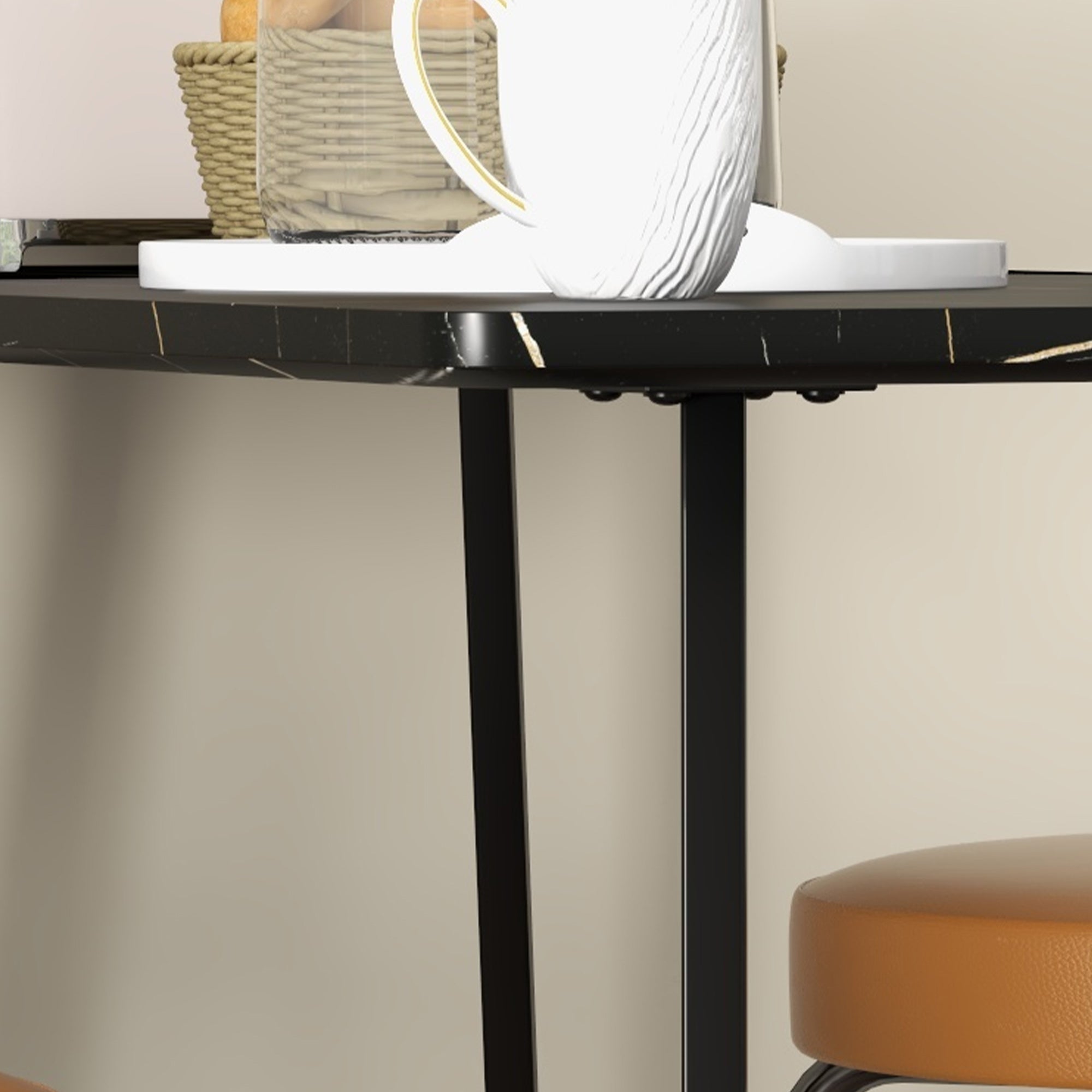 Tavolo Bar Rettangolare Alto 118x58x98 cm in MDF e Metallo Nero