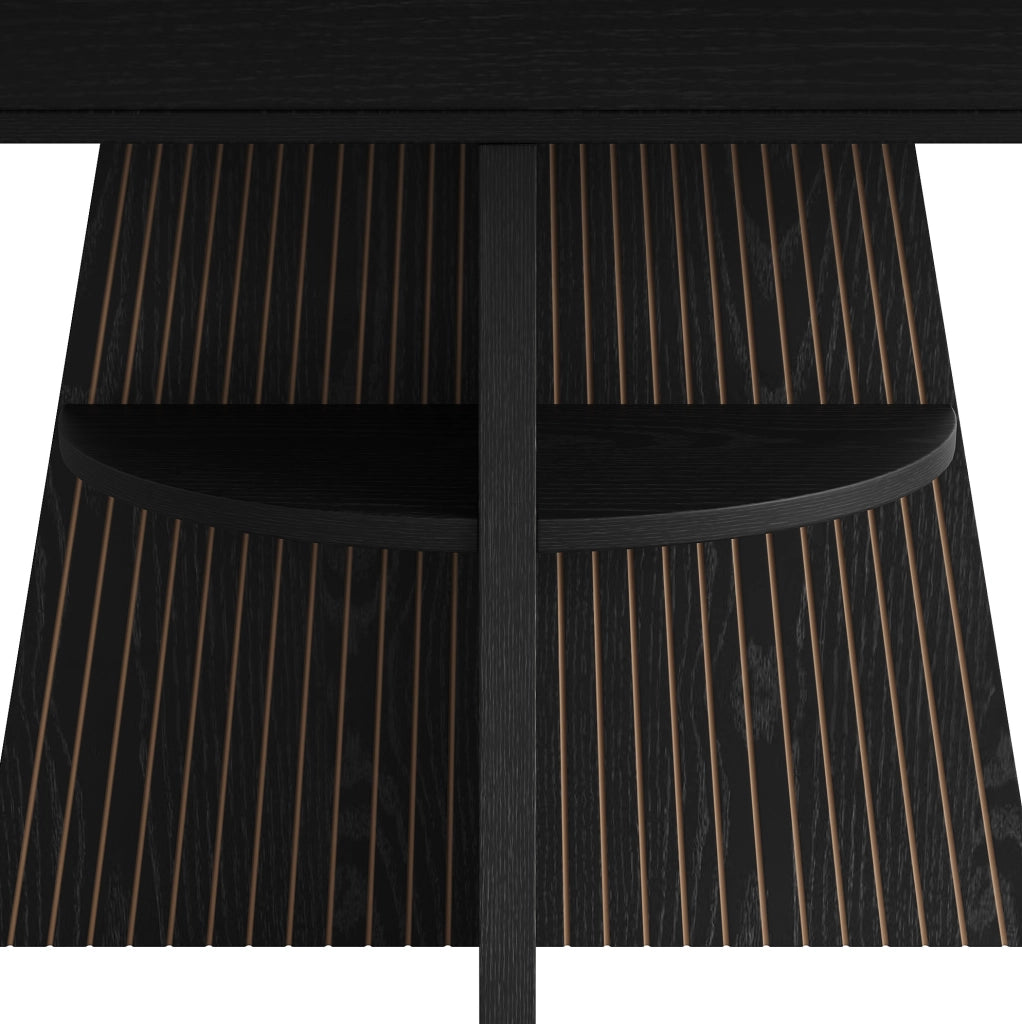 Tavolo da pranzo allungabile 110-150x110x76 cm con vano portaoggetti; MDF e metallo; nero