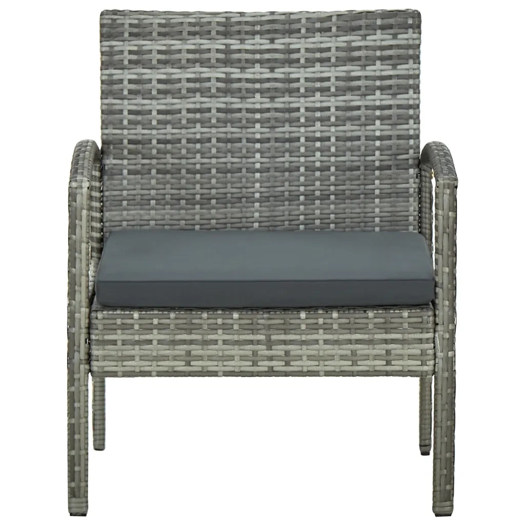 Sedia da Giardino | Sedie da Esterno con Cuscino in Polyrattan Grigio