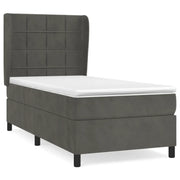 Letto singolo | Letto per adulti | Giroletto a Molle con Materasso Grigio Scuro 80x200 cm Velluto