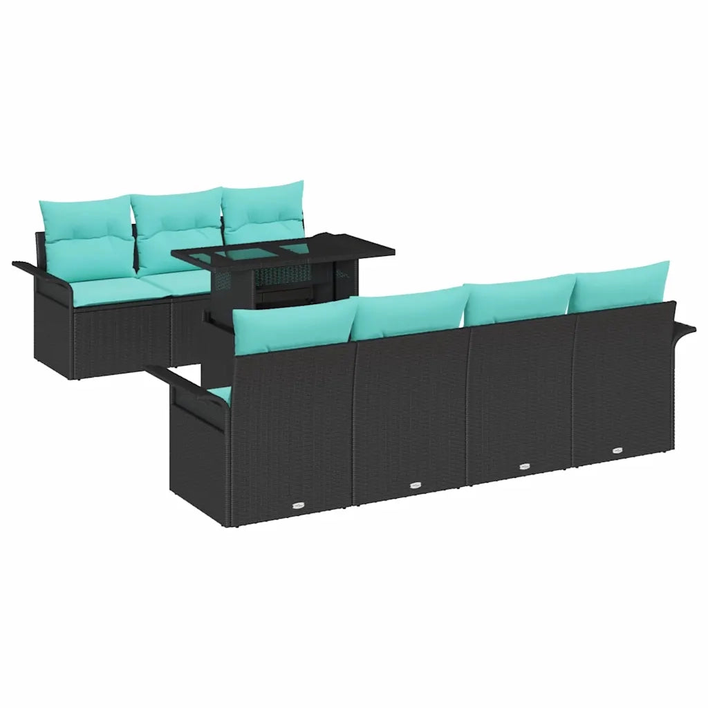 Set Divano da Giardino 8 pcs Nero Rattan in Polipropilene 3356969