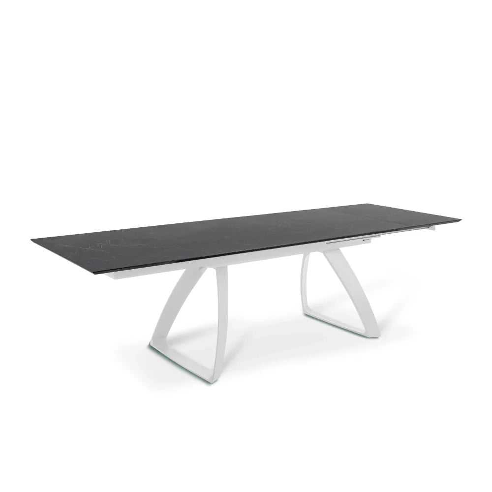 Tavolo da pranzo allungabile in HPL effetto marmo nero Grayson 170-270x90 cm fino a 12 posti Made in Italy | Duzzle