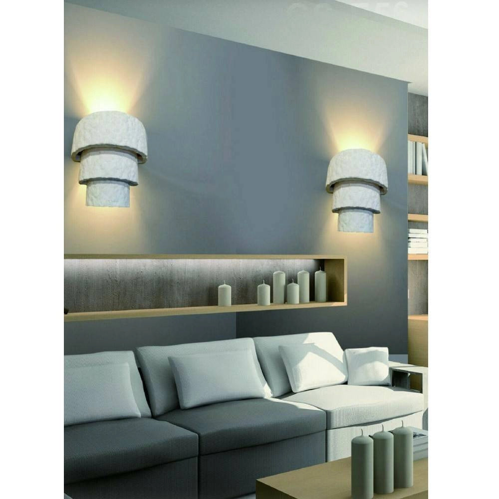 Trade Shop - Applique Parete In Gesso Effetto Pietra Verniciabile Moderno Attacco E14 Gs-e56 -