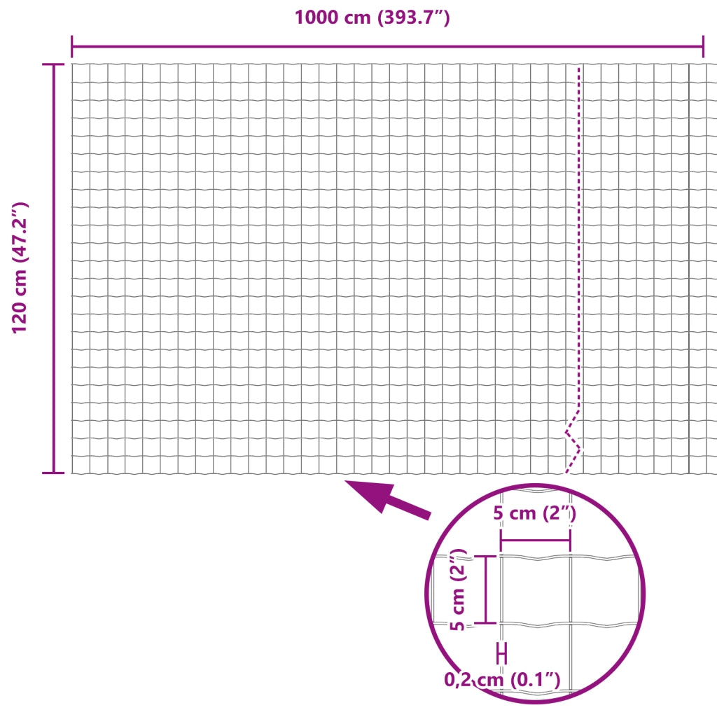 Recinzione Euro Grigio 1,2x10 m Acciaio