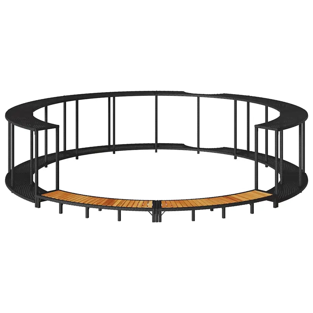 Bordo per Vasca da Spa con Portaoggetti&Gradino Polyrattan Nero CFW5826697