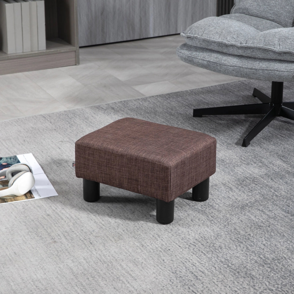 Pouf in tessuto effetto lino ¨C zephmum ¨C marrone 40x30x24cm