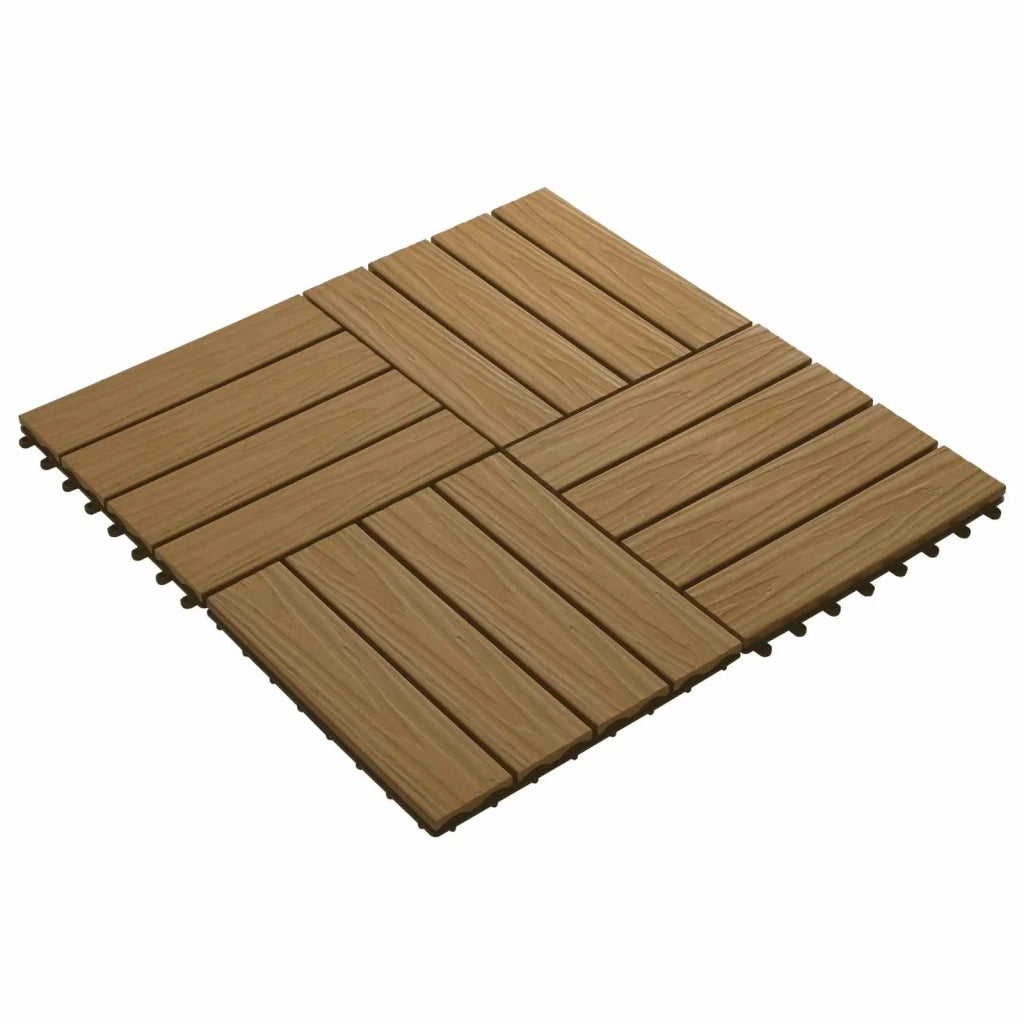 Piastrella per Decking 11 pz Teak riciclato 30 x 30 cm WPC CFW2574574