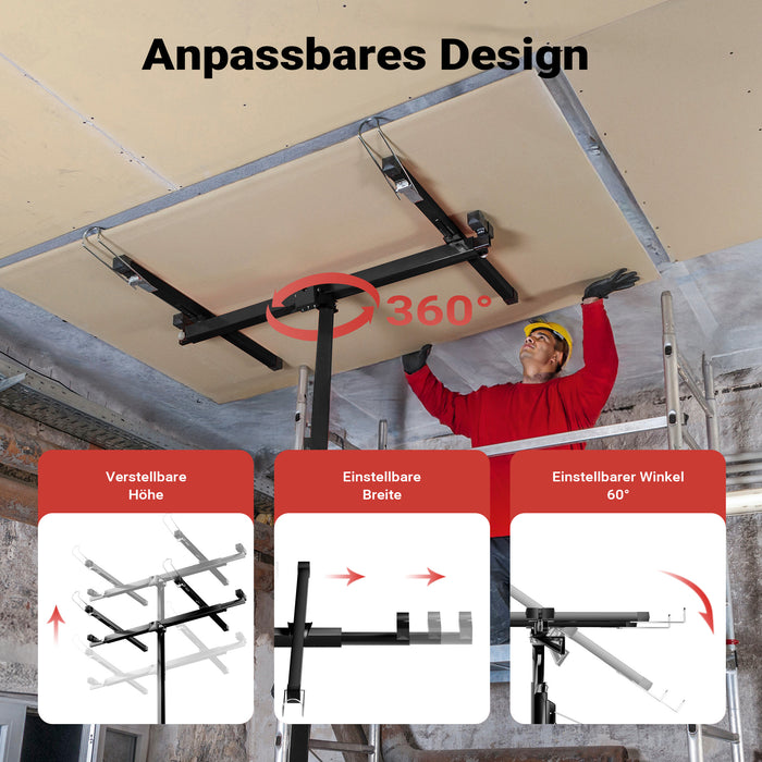 Sollevatore pannelli cartongesso con prolunga, max 68kg, Carrello Alzapannelli Alzalastre