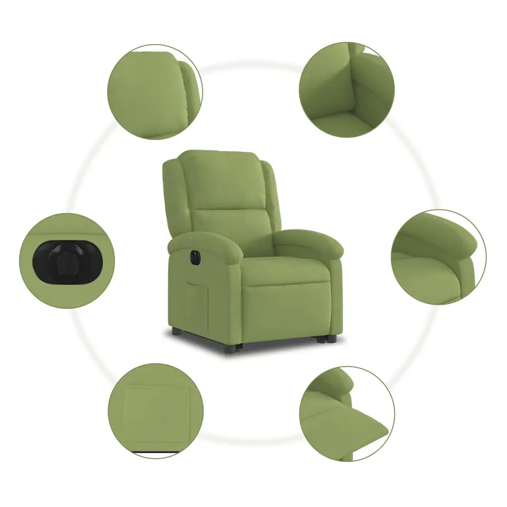 Poltrona Alzapersona Reclinabile Elettrica Verde Chiaro Velluto 3204325