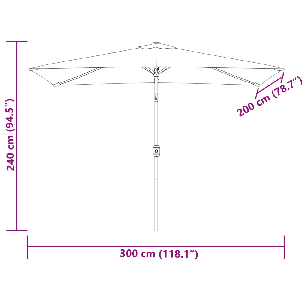 Parasole-Ombrellone da giardino 200 x 300 cm Bianco Sabbia Rettangolare