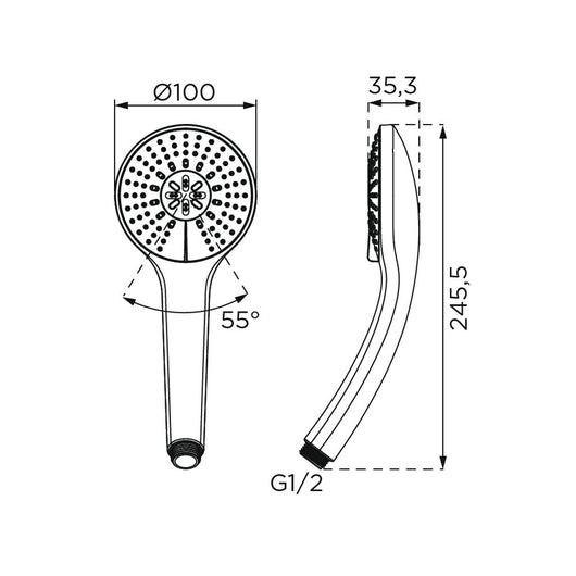 Doccino a 3 getti ideal standard serie idealrain, cromato