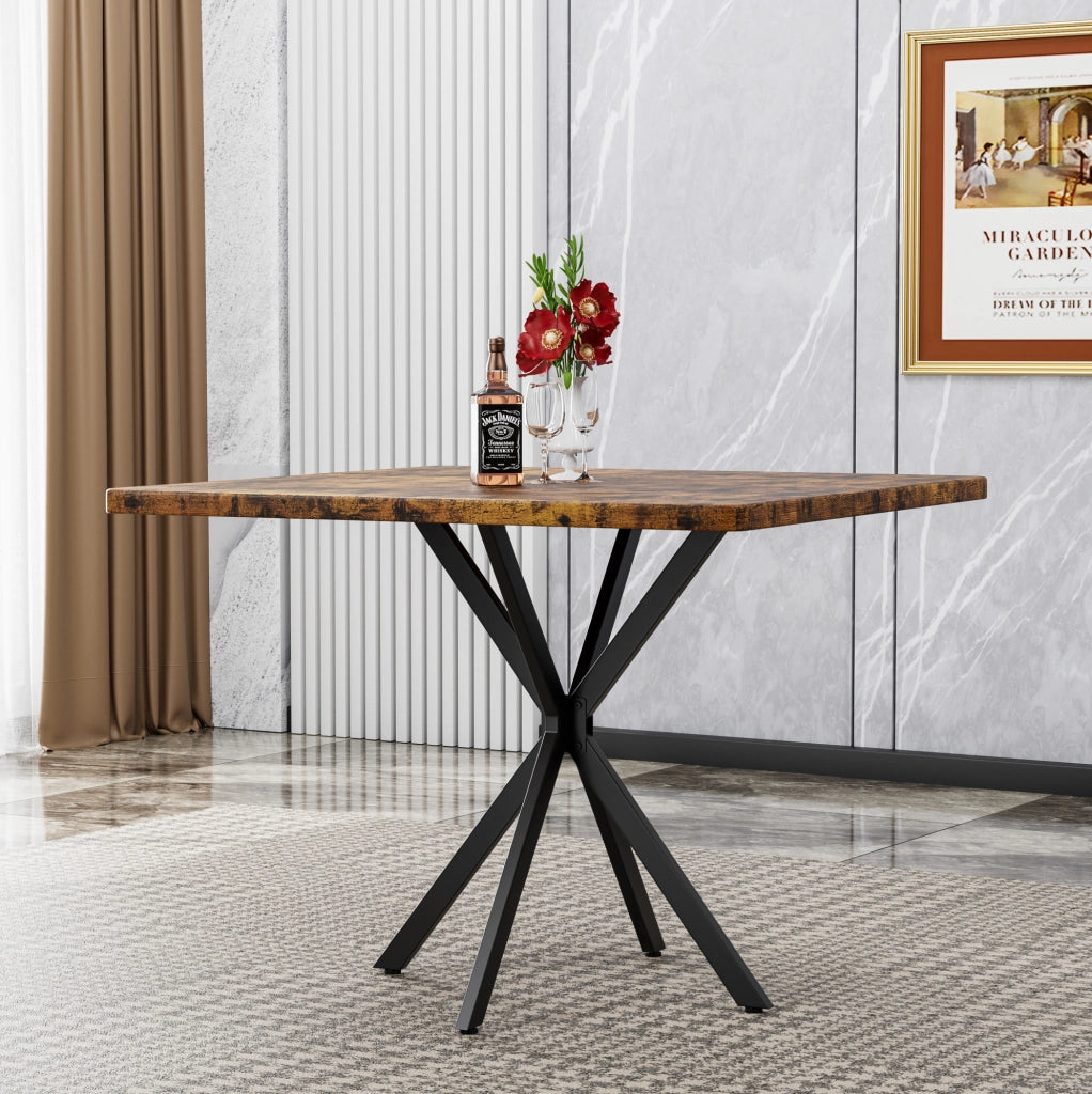 Tavolo da pranzo quadrato 38;6" in MDF e metallo; marrone