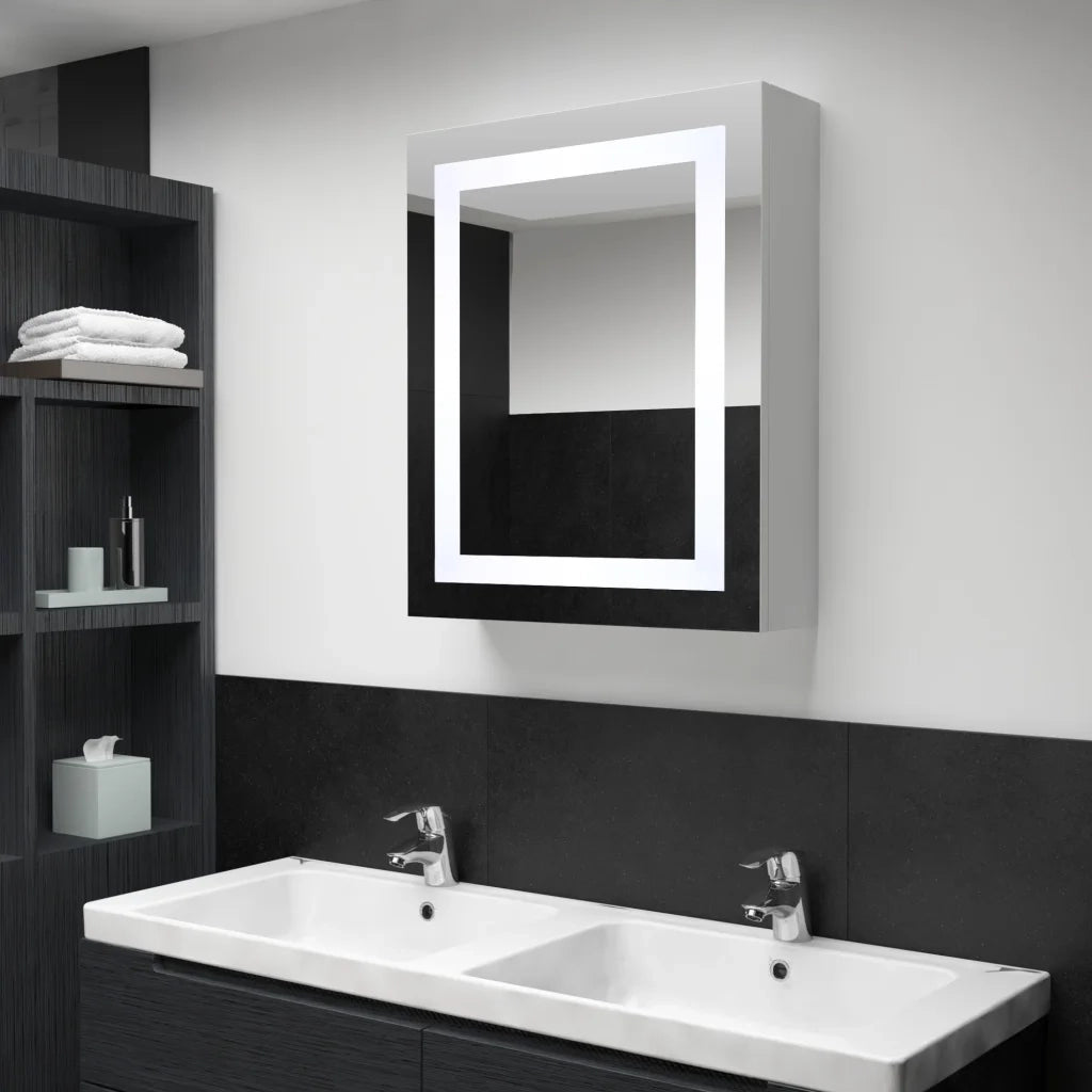 Armadietto Bagno con Specchio e LED 50x13x70 cm 285116
