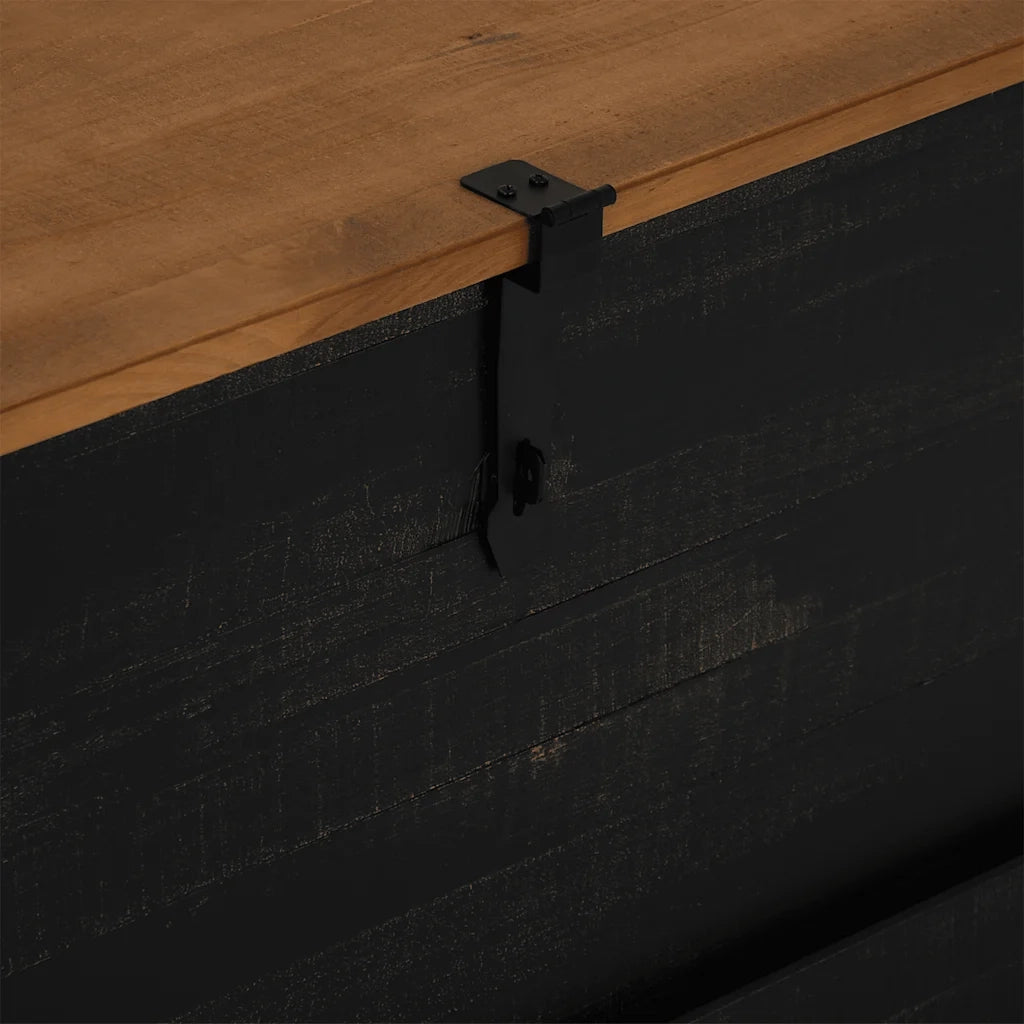 Cassapanca HALDEN Nero 91x91x47 cm in Legno Massello di Pino 4018408