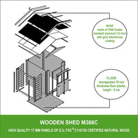 Casetta da Giardino in Legno con Legnaia da Esterno - 3,53 m2 + 0,97 m2 - TIMBELA M386C+M386G