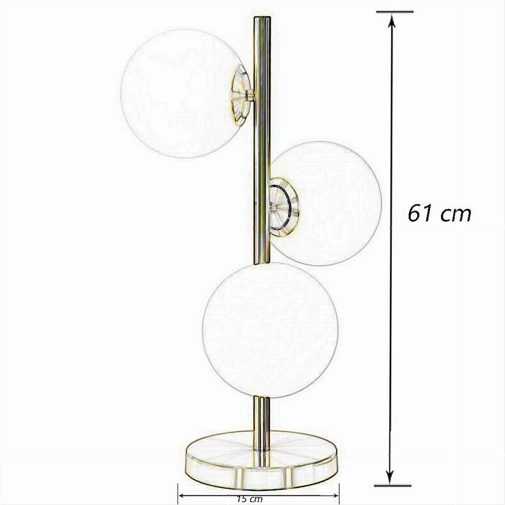 Trade Shop - Lampada Da Tavolo G9 Minimalista Bronzo Con 3 Sfere Piantana Terra Con Stelo D33 -