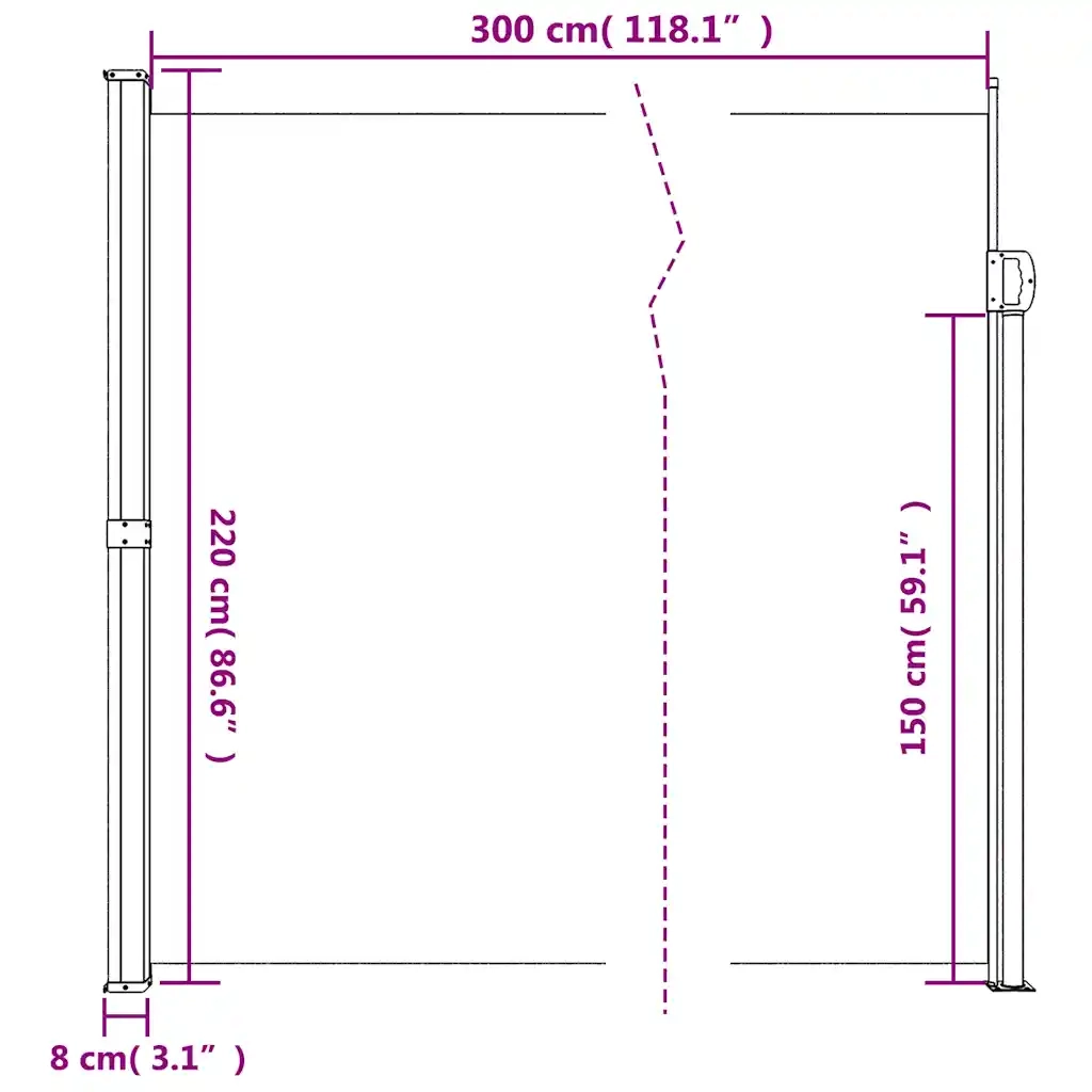 Tenda da Sole Laterale Retrattile Tortora 220x300 cm 4004379