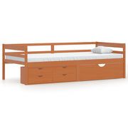 Letto singolo | Letto per adulti | Giroletto con Cassetti Grigio Scuro in Legno di Pino 90x200 cm